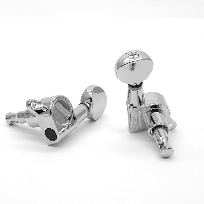 harpfeas 2R2L Ukulele Tuning Pegs Parts,Small oval Concave Button Sealed-gear String Tuners Tuning Pegs key Machine Heads for Ukulele (Chrome) - Image 3